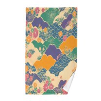 Yayeee 2 Pack Hand Towels for Bathroom 100% Cotton 16" x 28" Kitchen Towel, Beige Floral Wave