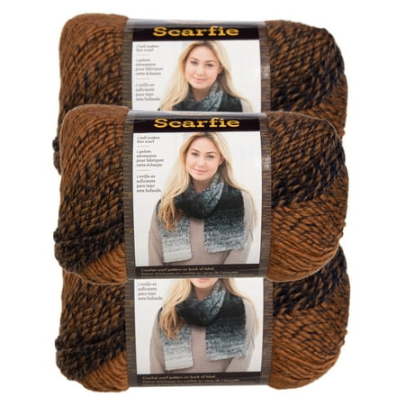 Lion Brand (3 Pack) Scarfie Acrylic & Wool Soft Yarn for Knitting Crocheting Bulky (Best Acrylic Yarn For Knitting)