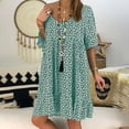 thumbnail image 1 of SMihono Robes Bohèmes d'Été pour Femmes Grande Taille Col en V Imprimé Manches Évasées Temps de Loisirs en Vacances Robe à Manches Courtes, 1 of 5
