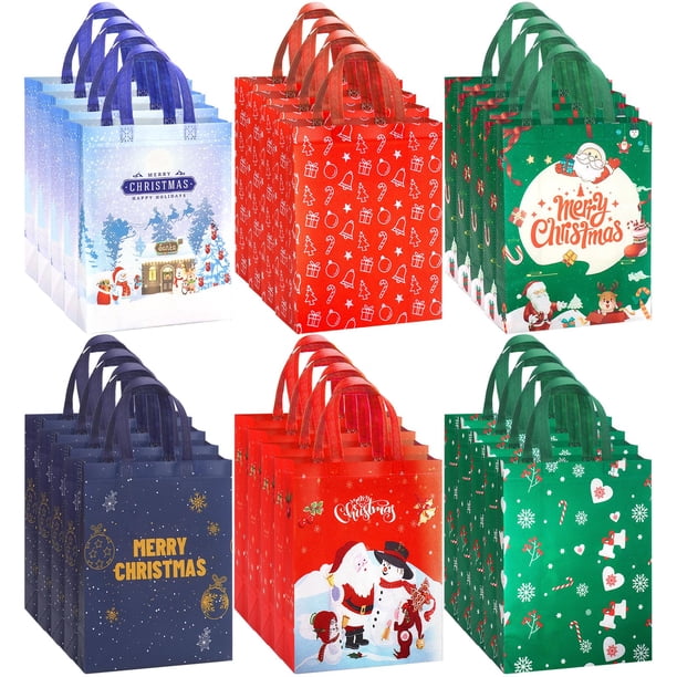 Bolsas de Regalo Navideñas Amigables 24 Piezas No Tejidas 31x25x11 cm