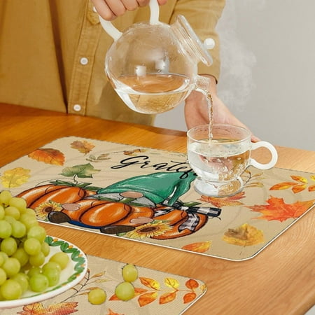 

Placemat Kitchen Restaurant Pumpkin Maple Leaf Fall Pumpkin Halloween Thanksgiving Restaurant Mat 15.75x11.81in