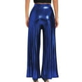 thumbnail image 4 of REALiKUN Shiny Metallic Nightclub Pants for Women High Waisted Wide Leg Pants Hip Hop Pants, 4 of 7
