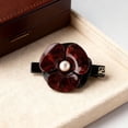 thumbnail image 5 of Green/Red Floral Pearl Hair Clip for Women, Acetate & Alloy Hairpin with Pearl Center, Vintage Hair Accessories for Half-Up Styles, 5 of 7