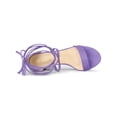 thumbnail image 4 of BLISSFUL STEP Women's Open Toe Lace up Sandals Mid Block Heels Sandals Purple 7, 4 of 7