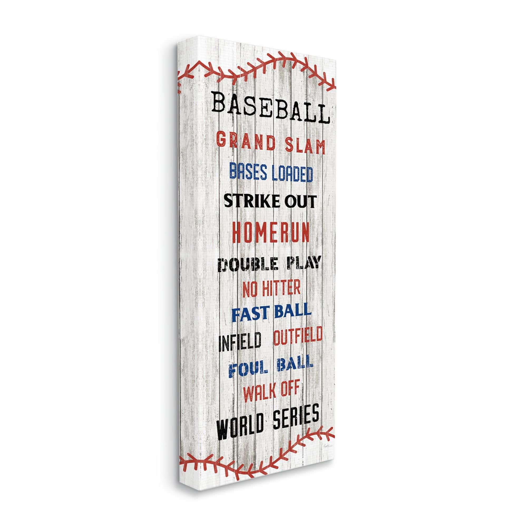 Stupell Industries Baseball Listed Phrases Sign Homerun Sports Strike Out,10 x 24, Design by Natalie Carpentieri