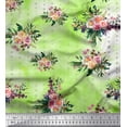 thumbnail image 1 of Soimoi Green Cotton Poplin Fabric Leaves & Begonia Floral Print Fabric by Yard 56 Inch Wide, 1 of 3
