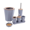 thumbnail image 4 of Juego de accesorios de baño Juego completo de accesorios de baño Dispensador de jabón Taza de enjuague bucal Soporte para cepillo de dientes Juego de Gris Soledad productos de baño, 4 of 10