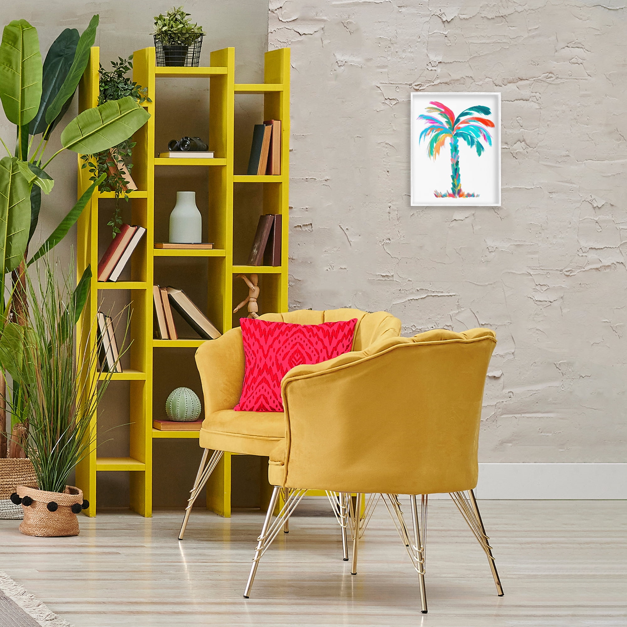 Stupell Industries Vivid Palm Tree Botanical & Floral Painting White Framed Art Print Wall Art, 11 x 14