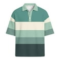 thumbnail image 5 of Hearthz S-4XL Striped Golf Shirt for Men Short Sleeve Casual Color Block Collared Men's Shirts Button Down Waffle Knit Men's Polo Shirts, 5 of 6