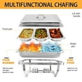 thumbnail image 3 of Jacgood Chafing Dish Buffet Chafer Set 4 Packs 8 Qt. Foldable Rectangular Stainless Steel Chafer Set with 1/3 Size Food Pans, 3 of 7