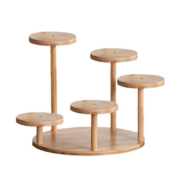 OIUR Tabletop Plant Stand Bamboo 5 Tier Flowerpot Stand Desk Window Sill Indoor Display Shelf for Corner Living Room Plants Decorations Figurines