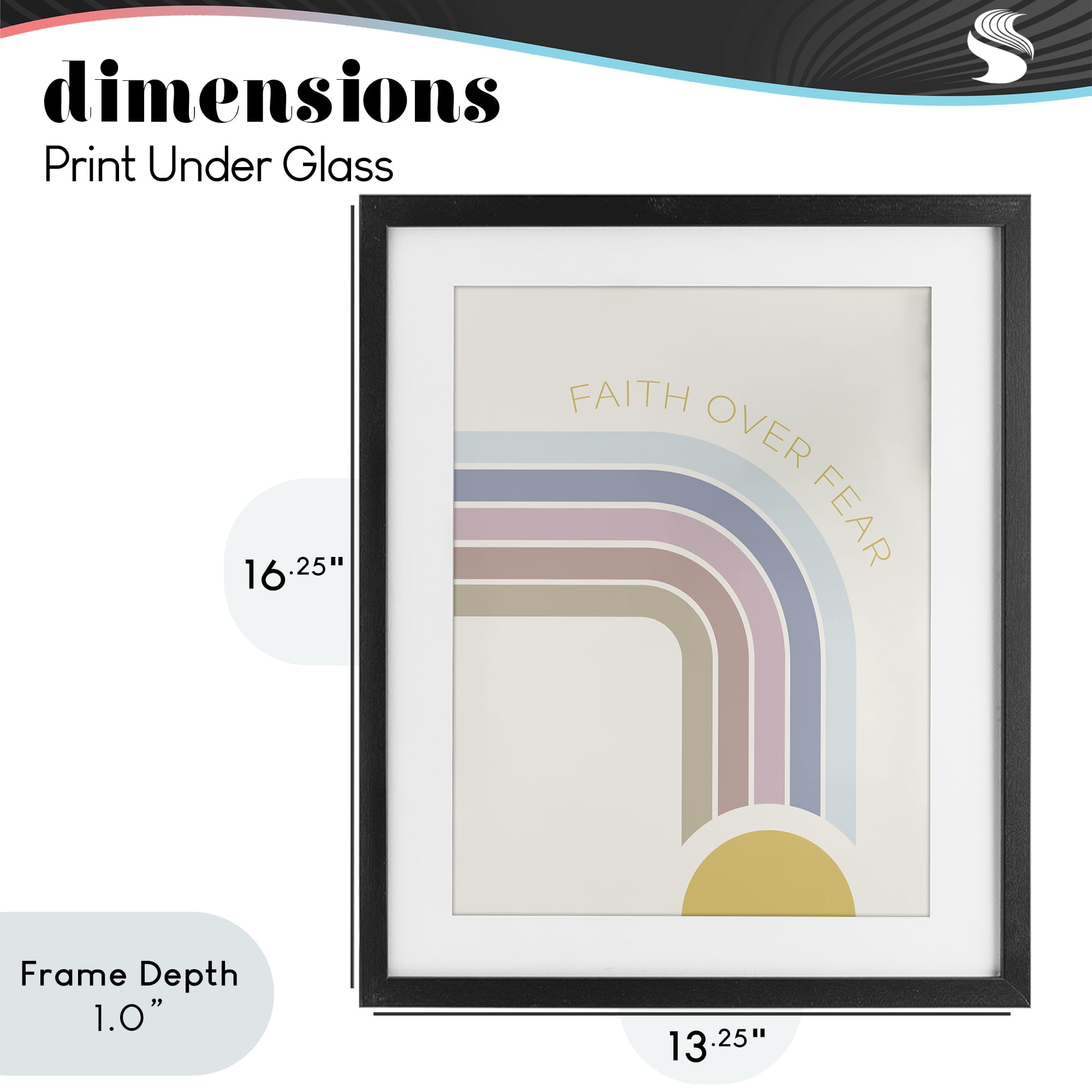 Stupell Industries Faith Over Fear Rainbow Black Framed Print Under Glass, design by SD Graphics Studio