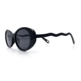 thumbnail image 6 of Womens Unique Wavy Crooked Arm Mod Oval Plastic Sunglasses All Black, 6 of 8