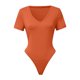 thumbnail image 2 of Gibobby Mono Ajustado de Verano Body de manga corta con cuello en V de color sólido ajustado sexy informal para mujer (Rojo, L), 2 of 4