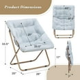 thumbnail image 2 of VibrantEcho Saucer Chair for Adult, Square Comfy Cozy Chair Folding Chair Faux Fur Metal Frame Foldable Reading Chair Accent Chair for Bed Room Living Room, Blue, 2 of 18
