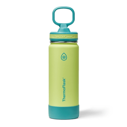 ThermoFlask 18 oz Kids Insulated, Stainless Steel Water Bottle, Leakproof Straw Lid, Lime Zest