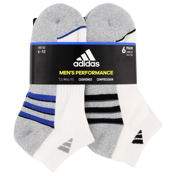 Adidas Men's Low Cut Socks, 6 Pairs (White)