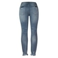 thumbnail image 6 of WREESH Womens Jeans Fashion Pockets Button Mid Waist Skinny Ripped Jeans Trousers Hole Pants Light Blue, 6 of 9