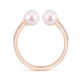 thumbnail image 2 of Angara Two Stone Japanese Akoya Cultured Pearl Open Stackable Ring in 14K Rose Gold for Women | June Birthstone Jewelry for Her, 2 of 8