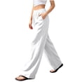 thumbnail image 2 of Ndbuld Women's Sweat Pants Fashion Women Casual High Waist Pocket Pants Pants Comfortable Casual Pants,White,M, 2 of 3