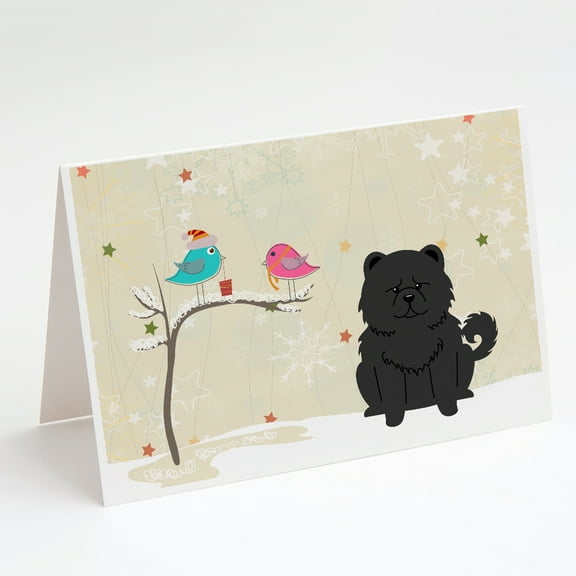 Christmas Presents between Friends Chow Chow - Black Greeting Cards and Envelopes Pack of 8