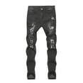 thumbnail image 2 of Lamuusaa Men Slim Fit Ripped Jeans Fashion Wild Denim Pants Spring Autumn Casual Pencil Trousers with Pockets, 2 of 7