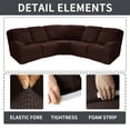 thumbnail image 4 of SHANNA 5 Seat Recliner Sofa Covers 7 Piece Jacquard Stretch Soft 5-Seater Corner Reclining Sofa Covers L-Shaped Sectional Couch Slipcovers Furniture Protector, Brown, 4 of 9