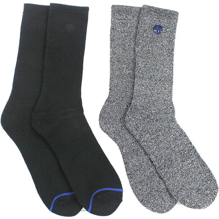 Timberland 2-Pack Marled Comfort Cushioned Boot Socks Black & Gray