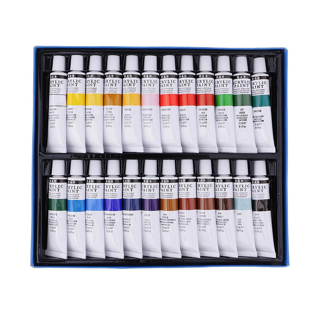 Milageto 24x Acrylic Paint Painting Pigments Ceramic w/ 24 Colors Paint Palette Box