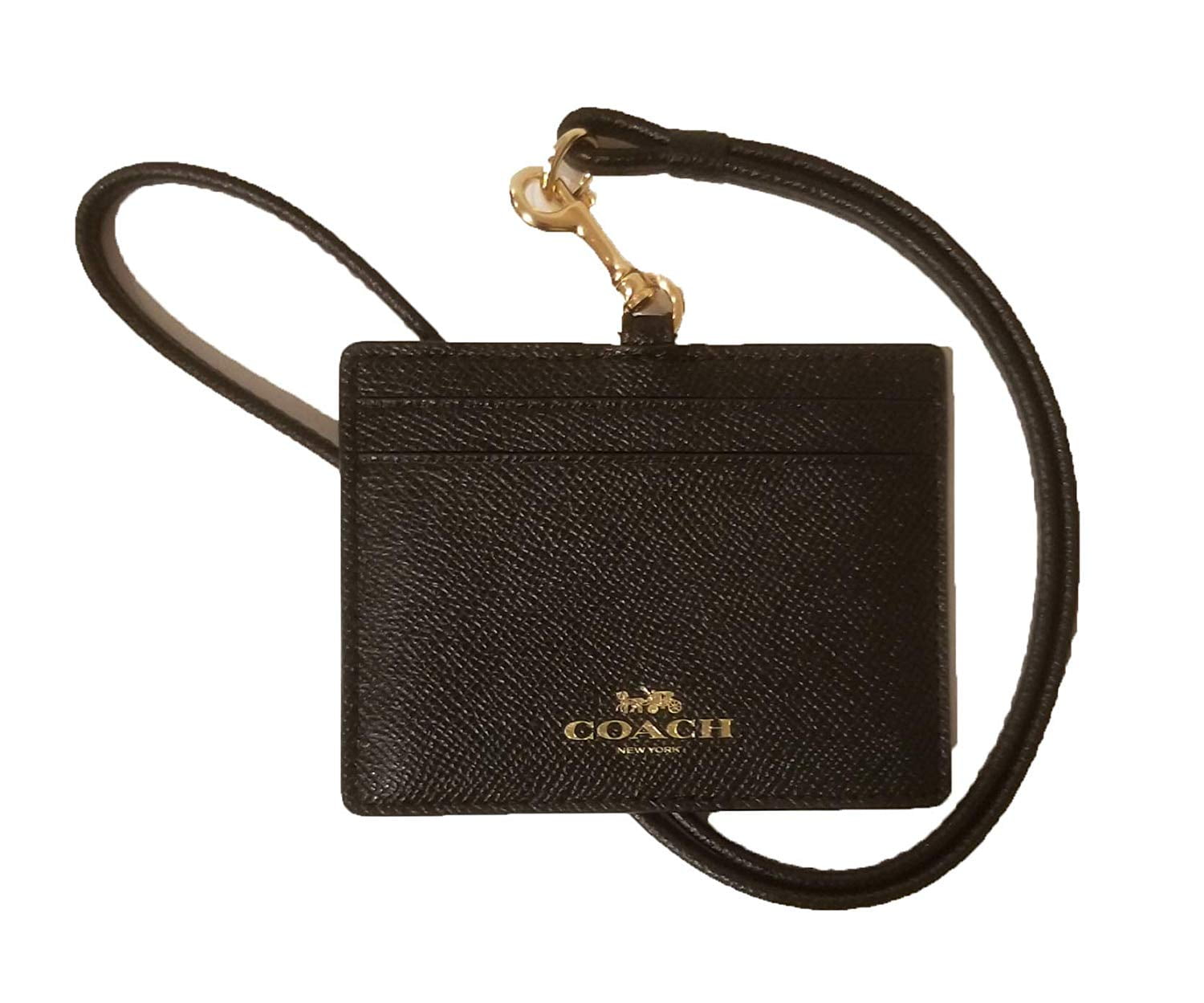 Coach Women's Horizontal Badge ID Holder Lanyard in Crossgrain Leather