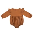 thumbnail image 1 of ITFABS Baby Spring Romper, Long Ruffle Sleeve Solid Color Back Buttons Romper, 1 of 6