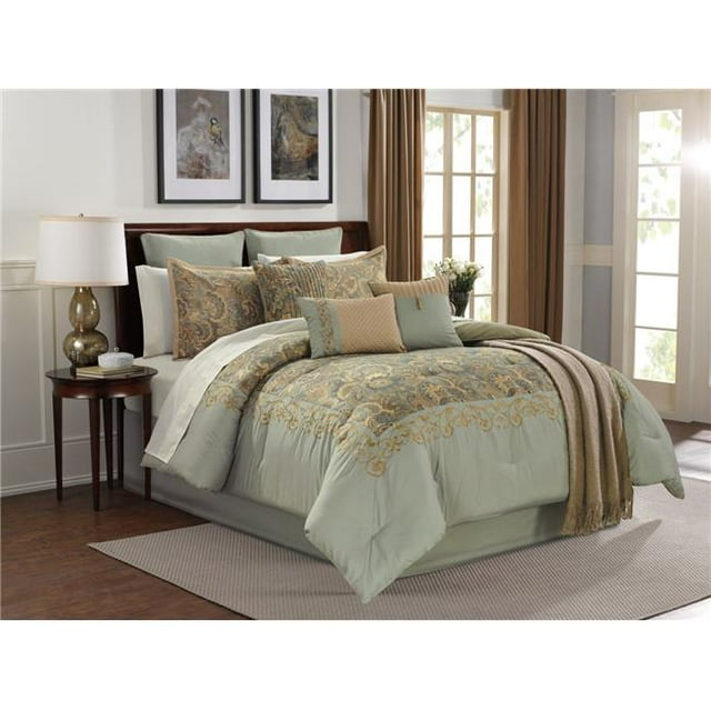 Riverbrook Home 81039 San Sebastian Comforter Set, Aqua - Queen Size - 14 Piece