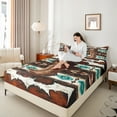 thumbnail image 4 of Castle Fairy Western Tribal Aztec Full Size Sheets,Brown Boots Hat Bed Sheets, 4 of 7