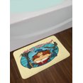 thumbnail image 2 of Halloween Bath Mat, Retro Pop Art Witch Character with Broomstick and Spooky Bat, Plush Bathroom Decor Mat with Non Slip Backing, 29.5" X 17.5", Pale Yellow and Multicolor, by Ambesonne, 2 of 2