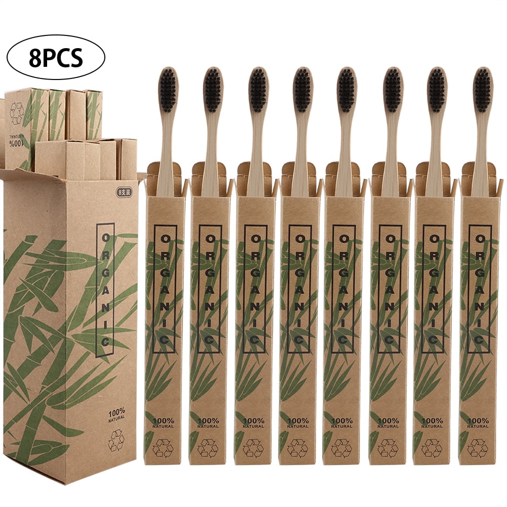 8pcs Travel Bamboo Toothbrushes Eco Friendly Soft Bristle Oral Care