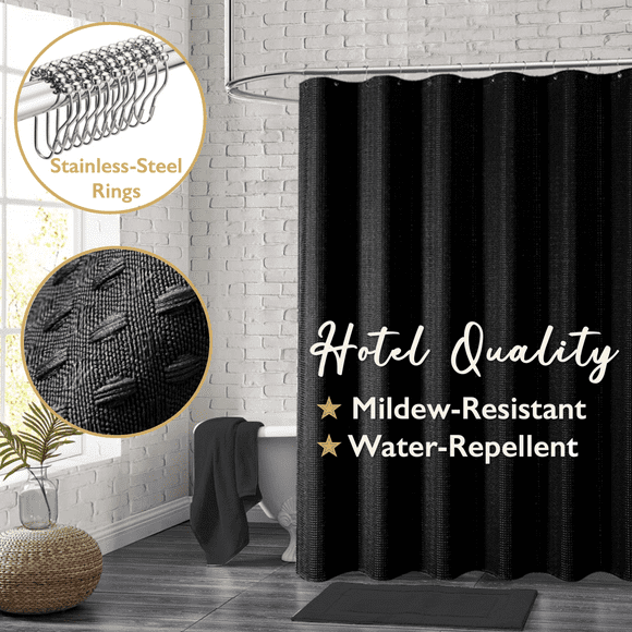 ComfiTime Cortina de Ducha de Lujo para Hotel 72 x 72 color negro