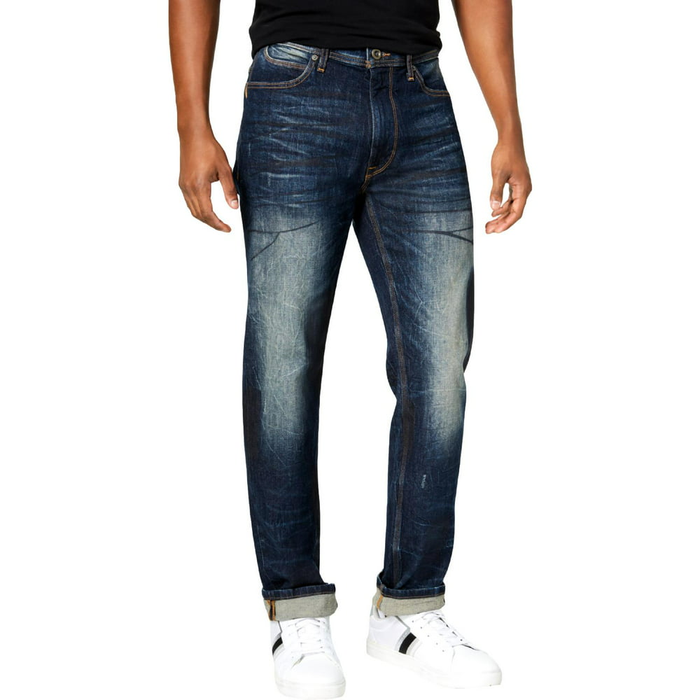 Sean Jean Mens Big & Tall Denim Distressed Tapered Leg Jeans - Walmart ...