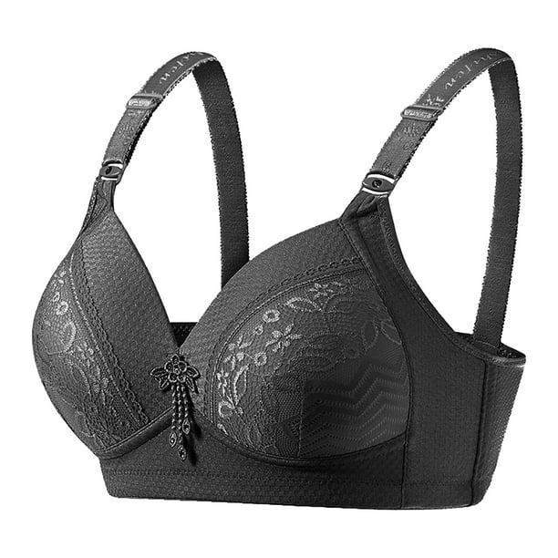 Aayomet Bras for Women Pack Color Non Non Rim Thin Cotton Gathering  Underwear Bra (Black, D) 