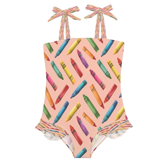 DIXRUYEE Swimsuit One Piece swimwear Crayons Colors Pattern of Pattern