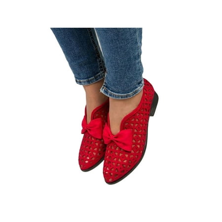 

Gomelly Womens Sandals Beach Flats Slip On Flat Sandal Hollow Out Casual Shoes Ladies Women Red 11