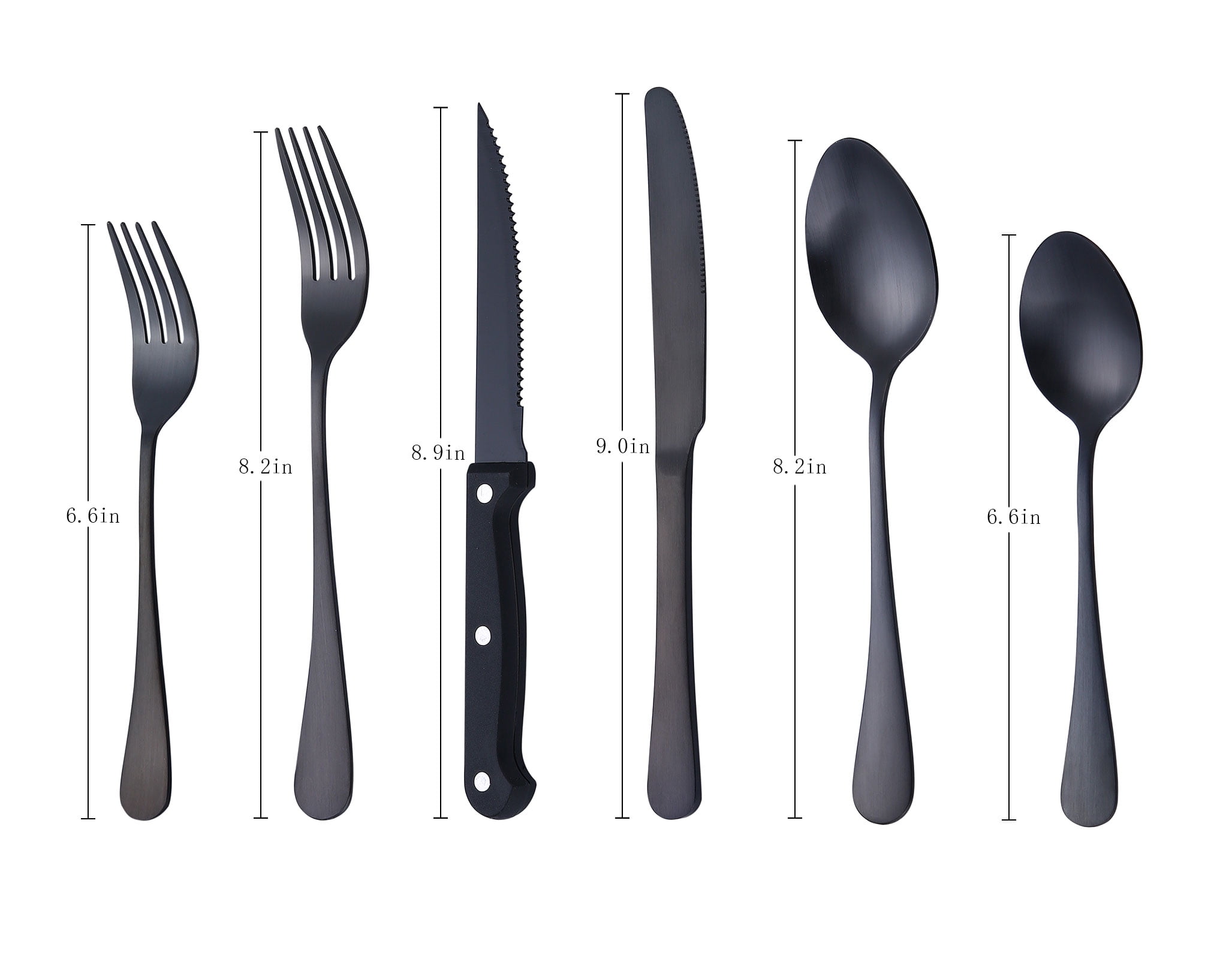 48 Pieces Matte Black Silverware Set with Steak Knives, YFBXG Stainless  Steel Flatware Cutlery Set for 4, Hand Wash Recommended (Black1) 