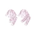 thumbnail image 2 of Cjfdfy Toddler Baby Girls Birthday Pajamas Outfits Goose Bow Cake Print Lapel Long Sleeve Lace Trim Tops And Pants Set Cute My Birthday Party Fall Winter Sleepwear 1-7Y, 2 of 9