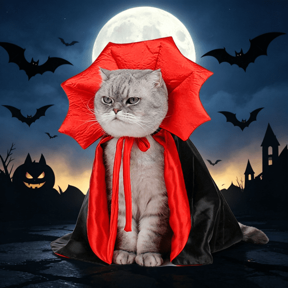 Cat Halloween Costumes,Pet Costume with Cat Vampire Cloak,Funny Wizard Cat Clothes Cloak Cape for Cats Dogs Puppy Kitten,Pet Accessories Cosplay Decor Gift