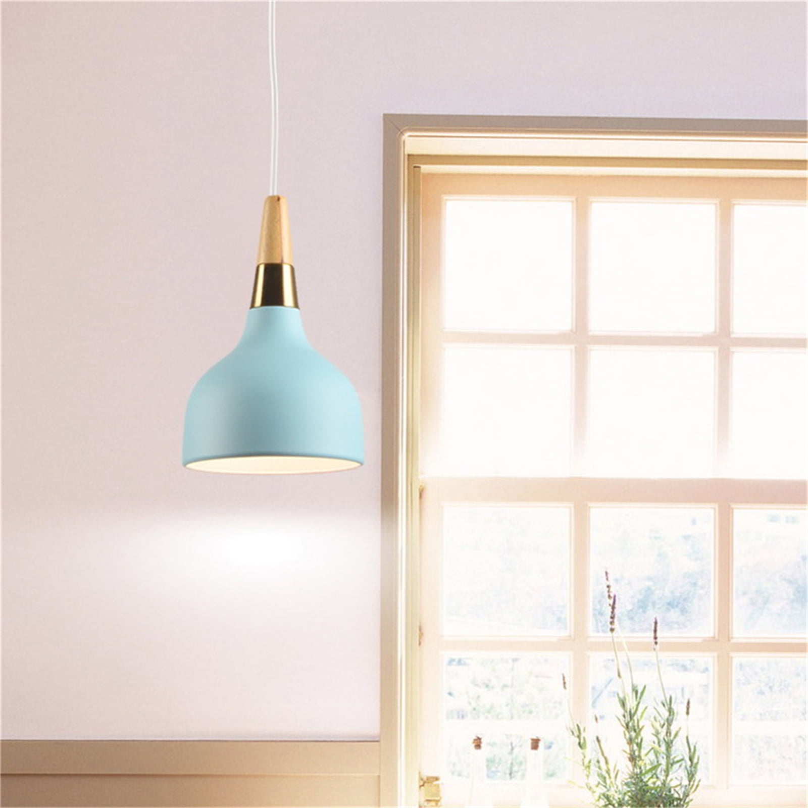 JLOWCO Plug in Pendant Light Modern Hanging Lights with Plug in Cord Bedroom Farmhouse Light Fixtures Kitchen Vintage Ceiling Light Fixtures Blue (LED Bulb Include)