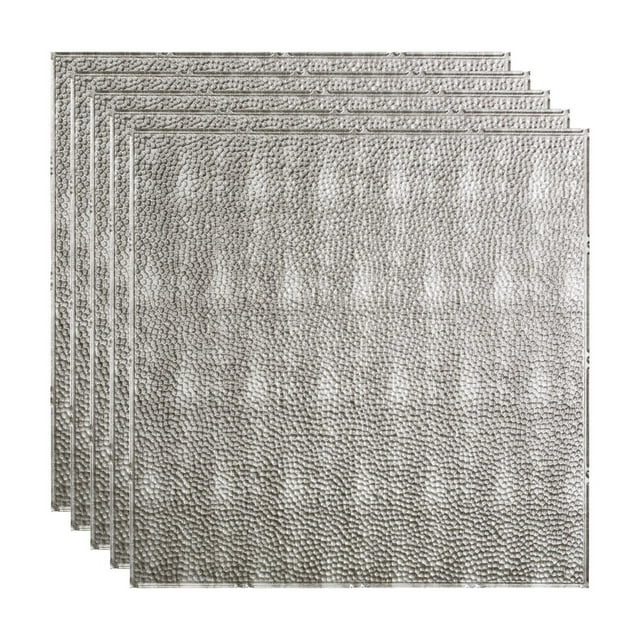 FASÄDE Border Fill Decorative Vinyl 2ft x 2ft Lay in Ceiling Panel in Crosshatch Silver(5 Pack)