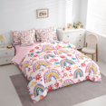 thumbnail image 3 of Homewish Cartoon Rainbow Twin Bedding Sets 7-Piece for Kids Child Girls,Cute Flowers Bedding Comforter Set Microfiber,Dreamy Princess Castle Breathable Sheet Sets,Breathable Home Decor,Reversible, 3 of 8