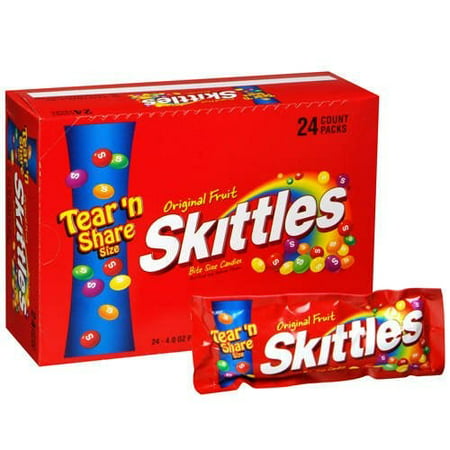 Skittles Bite Size Original Tear/Share Candy, 4 Ounce- 24 packs per case. 