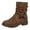 Brown, variant on Women's Ankle Boots - Oversized Square Toe Suede Short Work Boots with Side Zipper and Round Toe