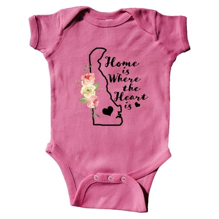 

Inktastic Delaware Home is Where the Heart is with Watercolor Floral Gift Baby Boy or Baby Girl Bodysuit