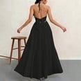 thumbnail image 4 of QUNYINEY Cotton And Linen Womens Dresses Sleeveless Black Maxi A Line Slip Dress V Neck Flowy Summer Loose Fit Black Dresses, 4 of 6